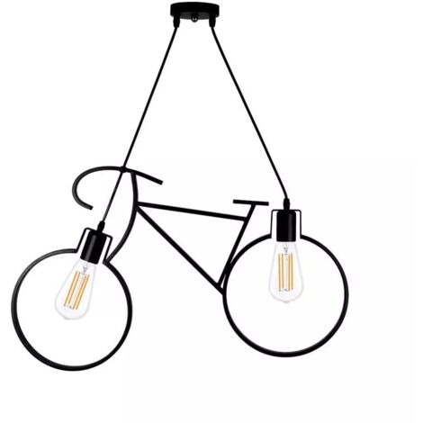 Lampadario Asospensione Forma Di Bicicletta Bici Portalampada E27 Metallo Nero