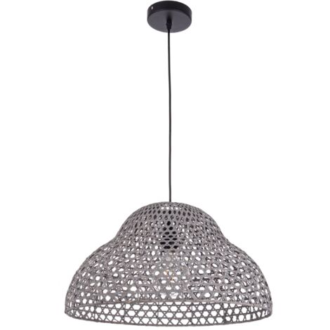 Lampadario "Astro Sagomato" in metallo e bamboo d 50 cm -Bianco