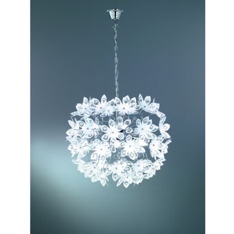 lampadario "blowball" con fiori trasparenti diametro 50 cm