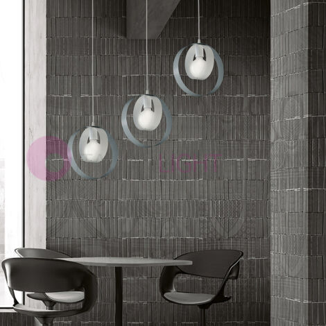 Lampadario cameretta sospensione in ferro Bianco Grigio una luce 25x h27 cm