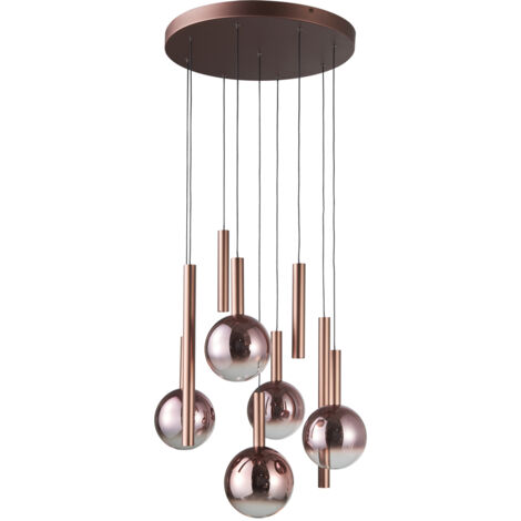 Lampadario Camino rame sfere stick LED 54W Italux