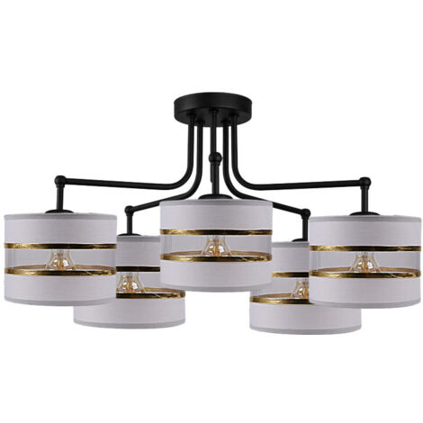 Lampadario Candellux ANDY 5xE27 nero oro vetro metallo