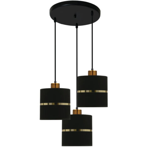 Lampadario Candellux Assam 3xE27 nero ottone dimmer