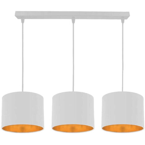 Lampadario Candellux Atlanta 3xE27 bianco oro tessuto