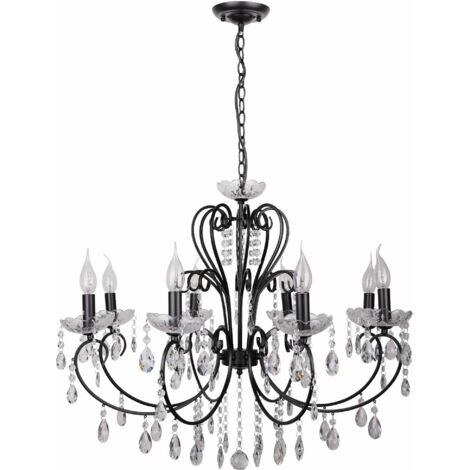 Lampadario Candellux Aurora cristallo nero 8xE14 38-73747