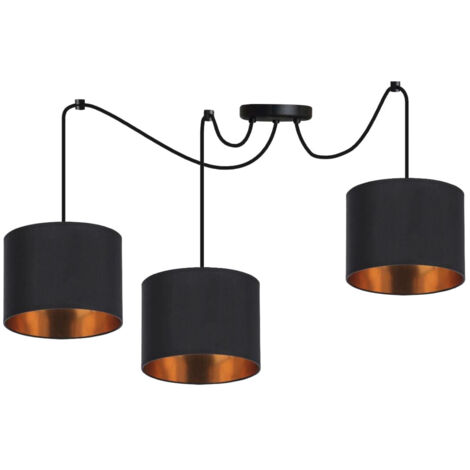 Lampadario Candellux Candida 3xE27 nero oro tessuto