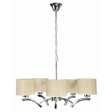 Lampadario Candellux Draga 35-04222 5xE27 cromo ecru metallo