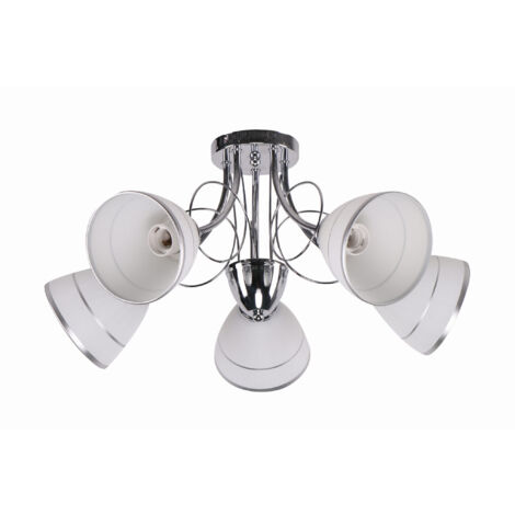 Lampadario Candellux Elotte 5 luci E27 bianco cromo