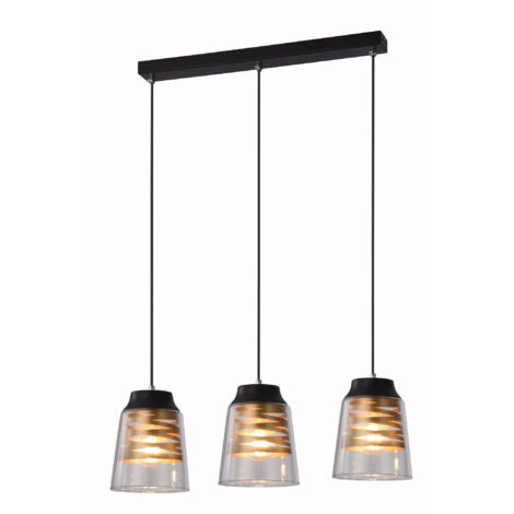 Lampadario Candellux Fresno 3xE27 vetro nero traspar.