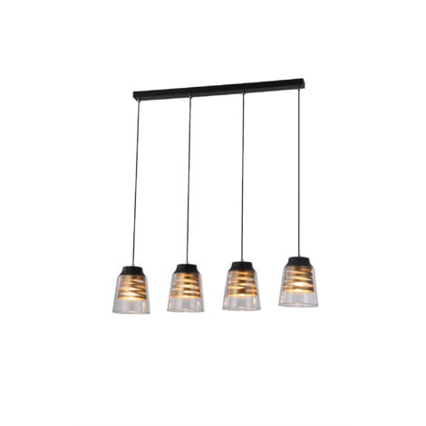 Lampadario Candellux Fresno 4xE27 nero/trasparente