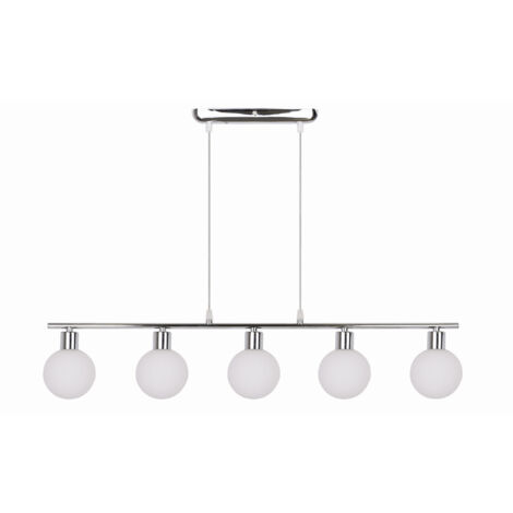 Lampadario Candellux Oden 5 luci G9 cromo bianco vetro