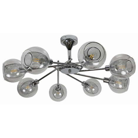Lampadario Candellux Ozzo 8xE14 40W cromo vetro trasparente