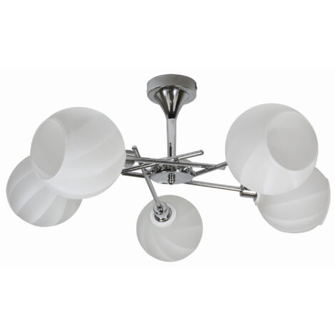 Lampadario Candellux Raul 35-72269 cromo, vetro bianco 5xE14