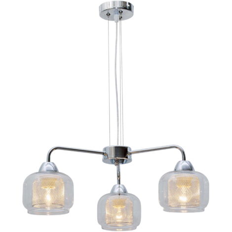 Lampadario Candellux RAY 3 luci E14 cromo vetro trasparente