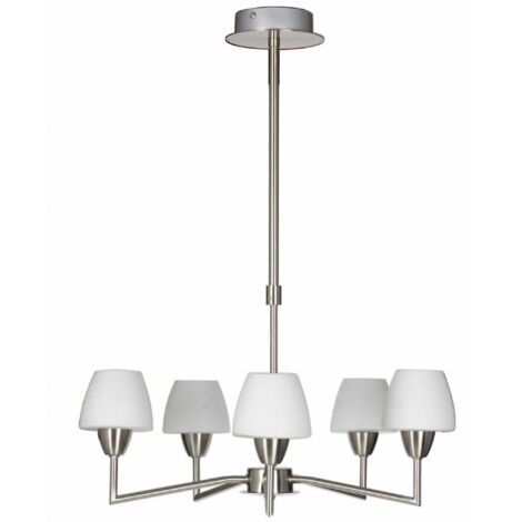 Lampadario Candellux Togo 35-10646 argento vetro bianco 5xG9