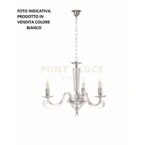 LAMPADARIO CHERUBINI 3 LUCI BIANCO E CROMO ATTACCO E14 D.60CM