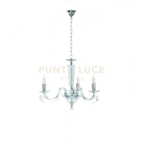 LAMPADARIO CHERUBINI 3 LUCI CRISTALLO E CROMO ATTACCO E14 D.60CM