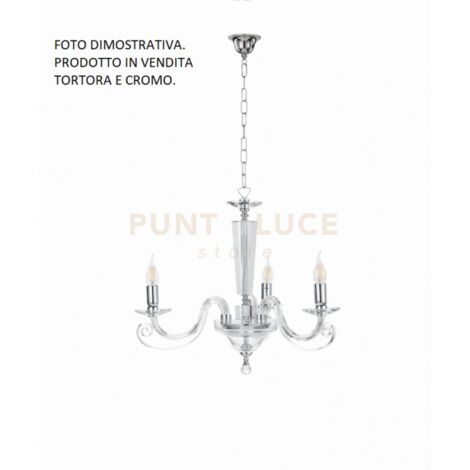 LAMPADARIO CHERUBINI 3 LUCI TORTORA E CROMO ATTACCO E14 D.60CM