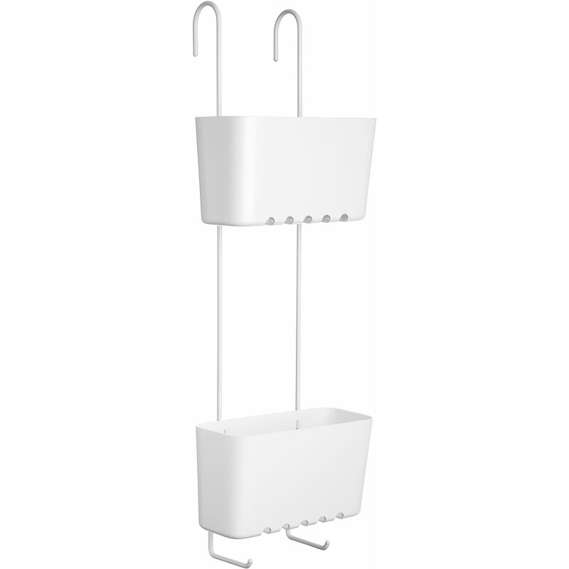 Tatay 4522101 Standard Duo cesta organizadora ducha o bañera con Dos baldas apta para Todo Tipo de mamparas, Blanco, 20x13x59 cm