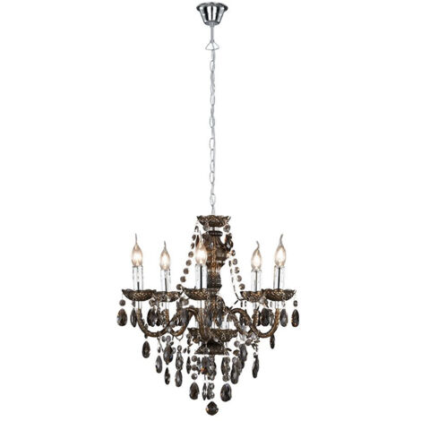 REALITY Lampadario Classico 5 Luci con Pendagli Nero 73 cm Luster GD Trio