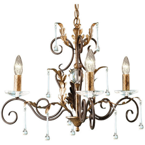 Lampadario Classico Amarilli Acciaio Bronzo Oro 3 Luci E14