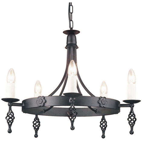 Lampadario Classico Belfry Acciaio Nero 5 Luci E14