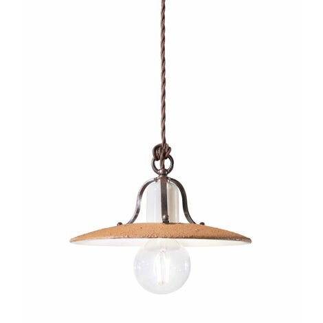 Lampadario Classico Bologna Metallo E Ceramica Nero Sfumato Rame 30Cm 1 Luce E27