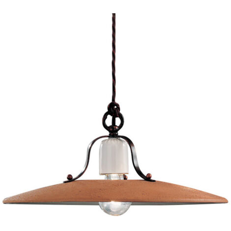 Lampadario Classico Bologna Metallo E Ceramica Nero Sfumato Rame 40Cm 1 Luce E27