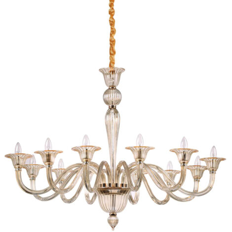 Lampadario Classico Brigitta Vetro Ambra 12 Luci E14