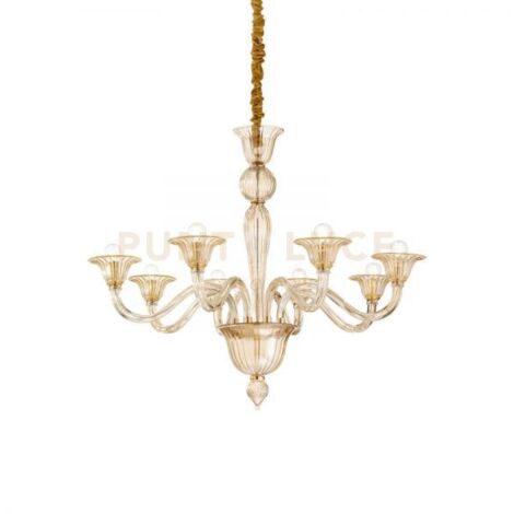 Lampadario Classico Brigitta Vetro Ambra 8 Luci E14