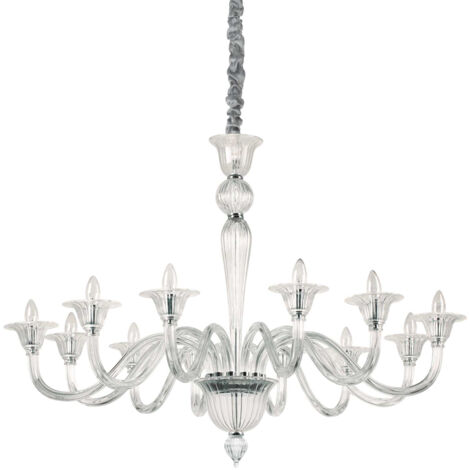 Lampadario Classico Brigitta Vetro Trasparente 12 Luci E14