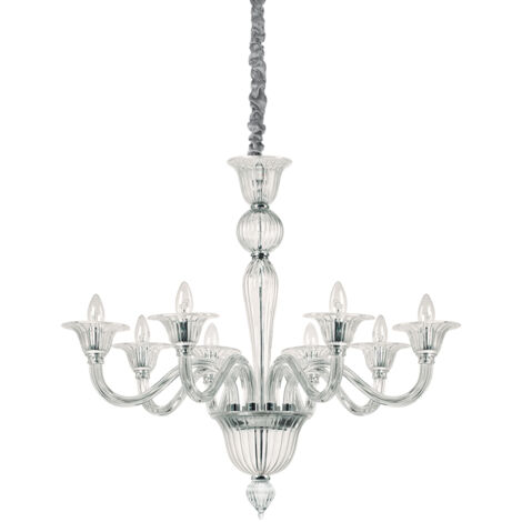 Lampadario Classico Brigitta Vetro Trasparente 8 Luci E14