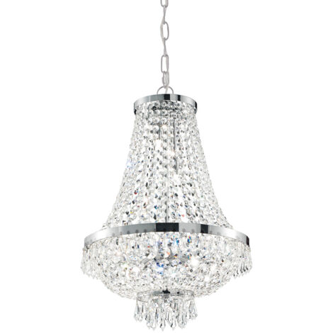 Lampadario Classico Caesar Metallo-Cristallo Cromo 6 Luci G9 3W 3000K Luce Calda