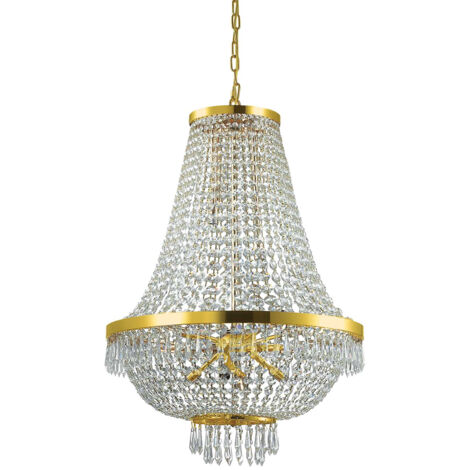 Lampadario Classico Caesar Metallo-Cristallo Oro 12 Luci G9 3W 3000K Luce Calda