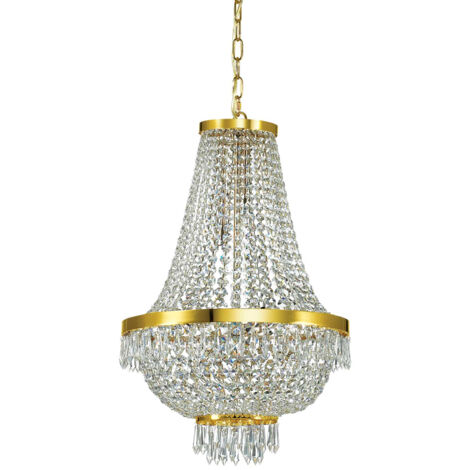 Lampadario Classico Caesar Metallo-Cristallo Oro 9 Luci G9 3W 3000K Luce Calda