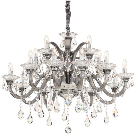 Lampadario Classico Colossal Metallo-Cristallo Grigio 15 Luci E14