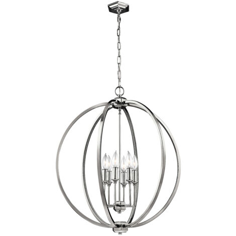 Lampadario Classico Corinne Acciaio Nichel Lucido 6 Luci E14