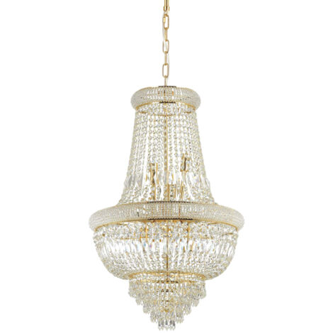 Lampadario Classico Dubai Metallo-Cristallo Ottone 10 Luci E14