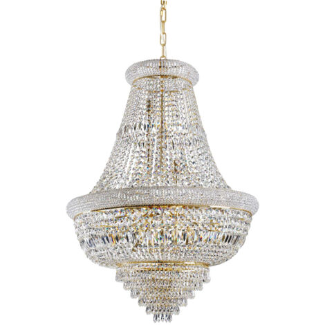 Lampadario Classico Dubai Metallo-Cristallo Ottone 24 Luci E14