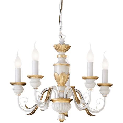 Lampadario Classico Firenze Materie Plastiche Bianco 5 Luci E14