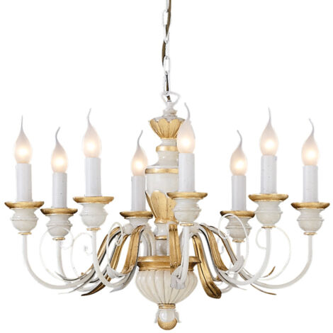 Lampadario Classico Firenze Materie Plastiche Bianco 8 Luci E14
