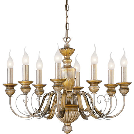 Lampadario Classico Firenze Materie Plastiche Oro 8 Luci E14