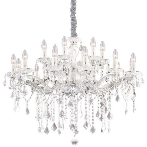 Lampadario Classico Florian Metallo-Cristallo Cromo 18 Luci E14
