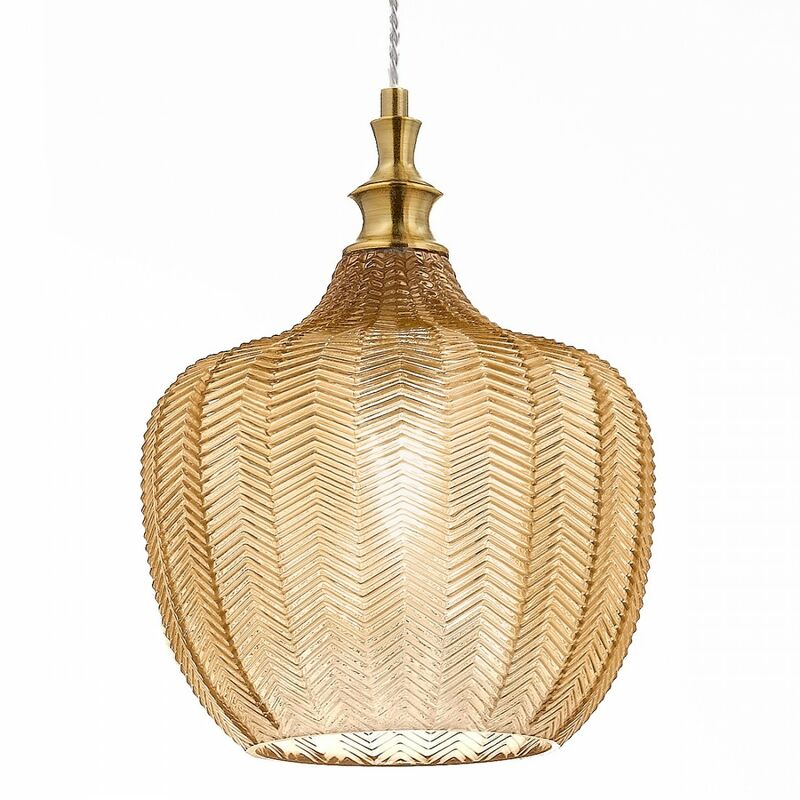 Image of Lampadario classico gea luce cleofe s10 e27 led vetro ambra lampada sospensione
