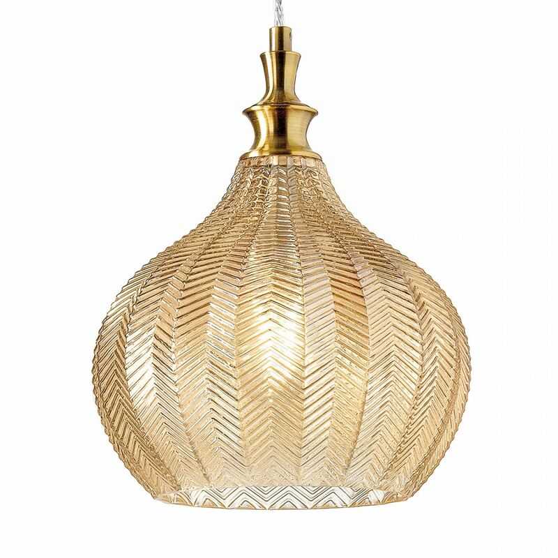 Image of Lampadario classico gea luce cleofe s11 e27 led vetro ambra lampada sospensione