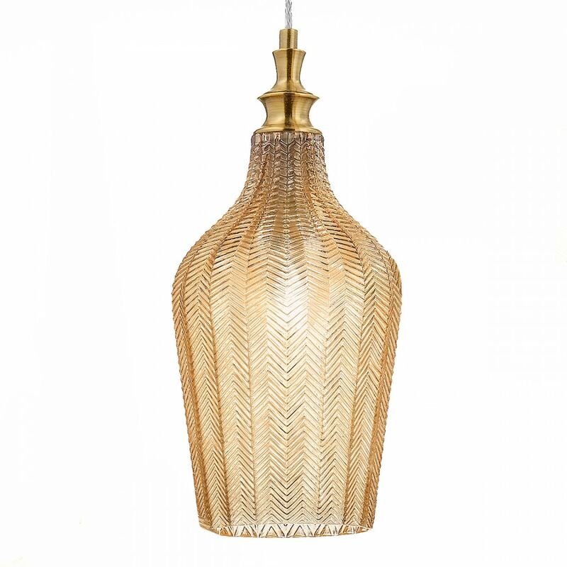 Image of Lampadario classico gea luce cleofe s12 e27 led vetro ambra lampada sospensione
