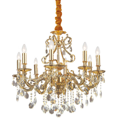 Lampadario Classico Gioconda Metallo-Cristallo Oro 8 Luci E14