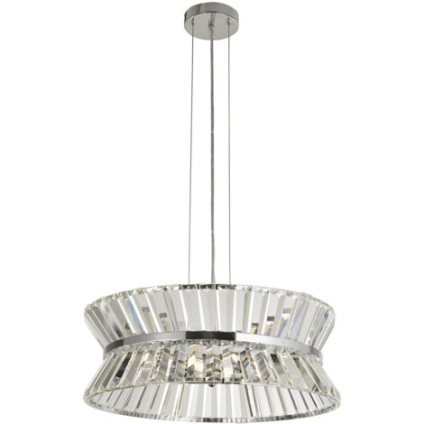 Lampadario Classico I Quartieri Alti Acciaio Cromo Vetro Trasparente 7 Luci G9