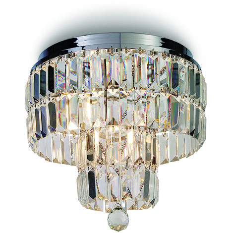 Lampadario Classico Impero Acciaio Cromo Vetro Trasparente 4 Luci E14