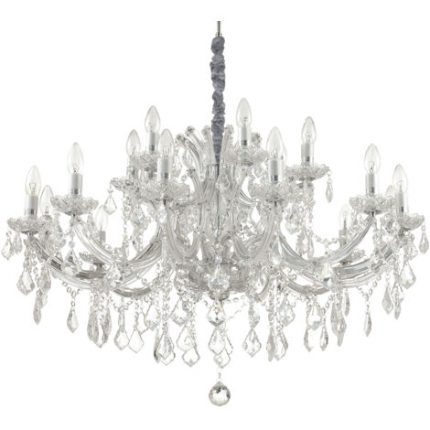 Lampadario Classico Napoleon Metallo-Cristallo Cromo 18 Luci E14